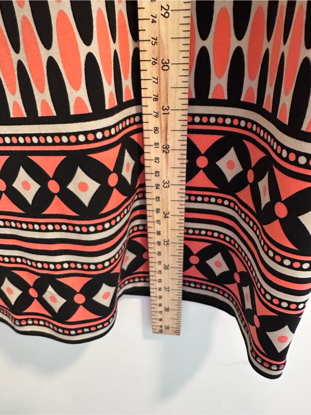 Michael Kors Coral and Black Geometric Long Sleeve Shift Dress - Picture 6 of 7